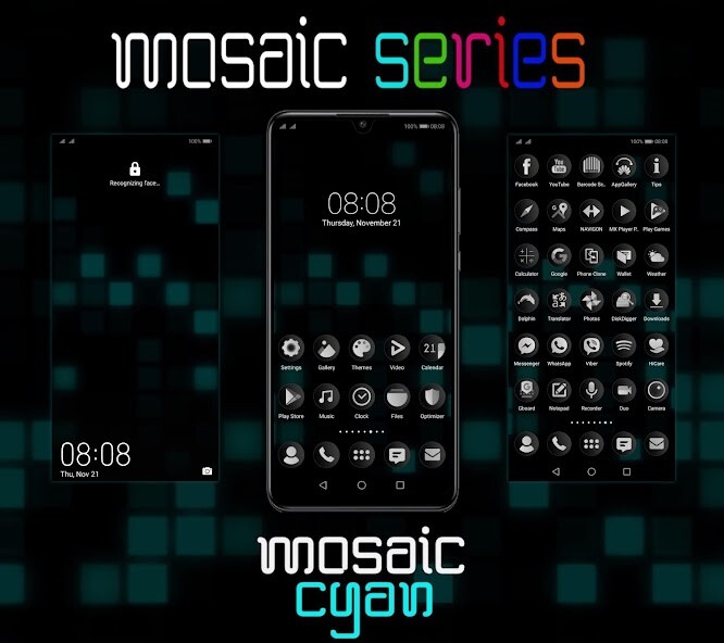 Run android online APK [EMUI 9.1]Mosaic Cyan Theme from MyAndroid or emulate [EMUI 9.1]Mosaic Cyan Theme using MyAndroid